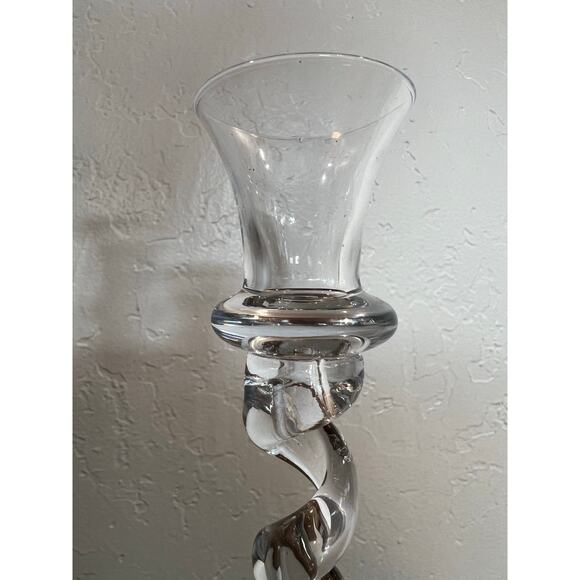 Elegant Clear Glass Spiral Candle Holders Pair – Twisted Design – 10” & 11” - Picture 3 of 10